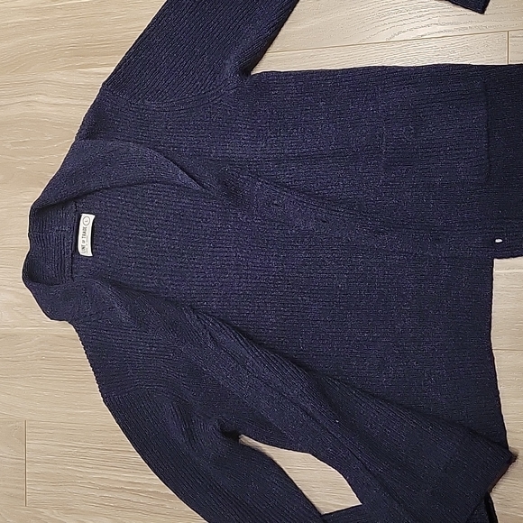 Navy Blue Dockside Shawl Cardigan Sweater-100 % Shetland Wool- Size Large - Picture 4 of 7